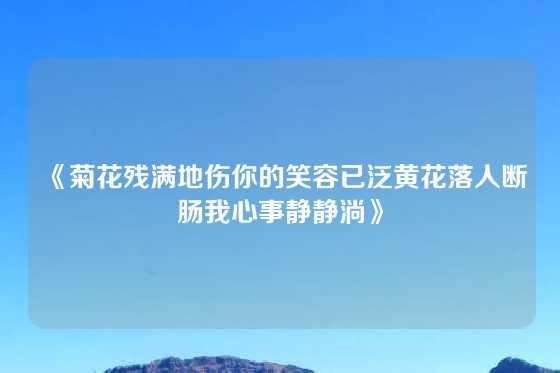 《菊花残满地伤你的笑容已泛黄花落人断肠我心事静静淌》